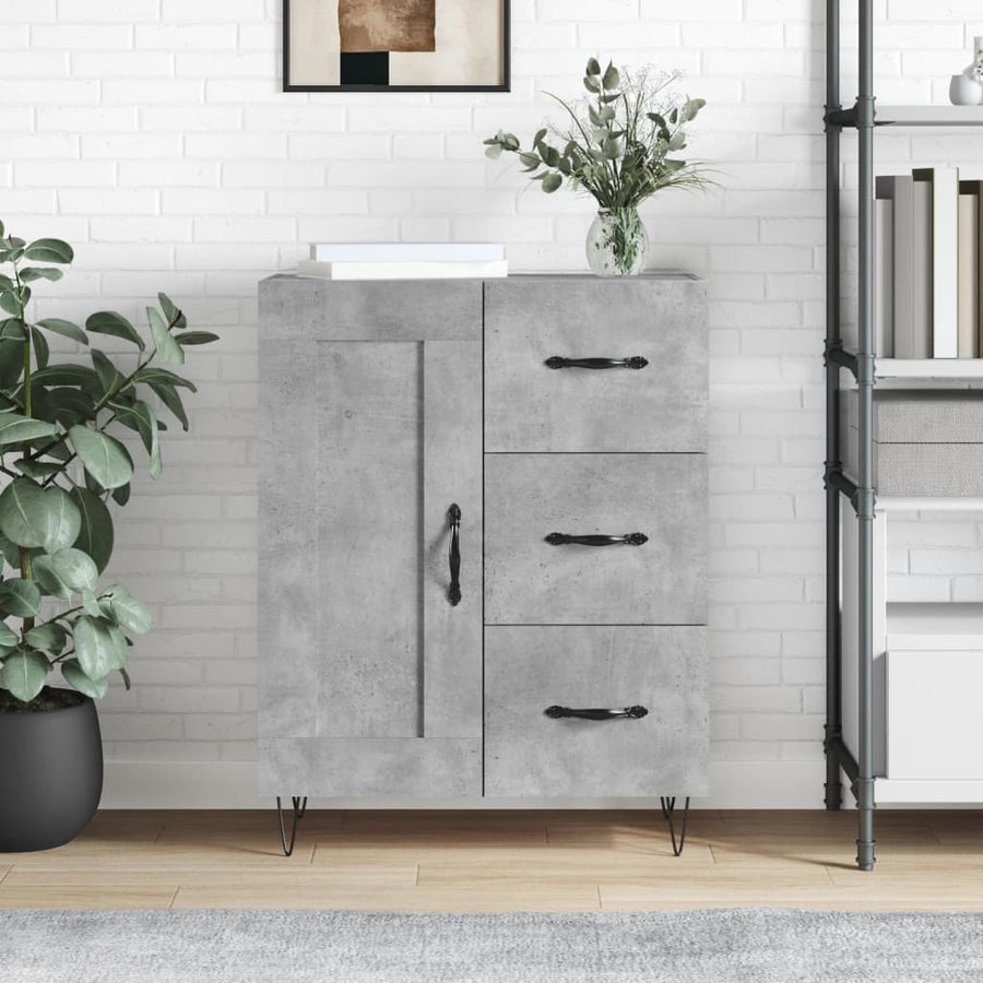 Dressoir 69,5X34X90 Cm Bewerkt Hout Betongrijs