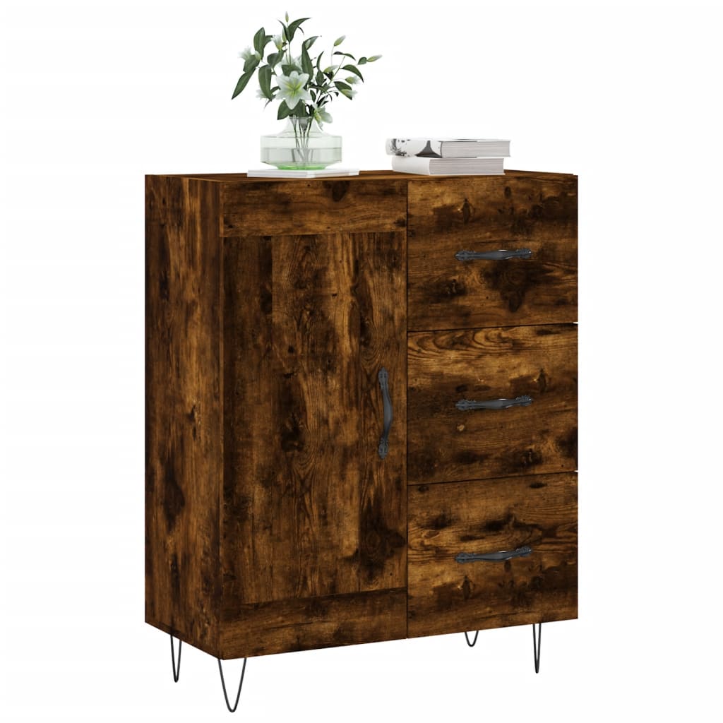 Dressoir 69,5X34X90 Cm Bewerkt Hout Kleurig Gerookt eiken