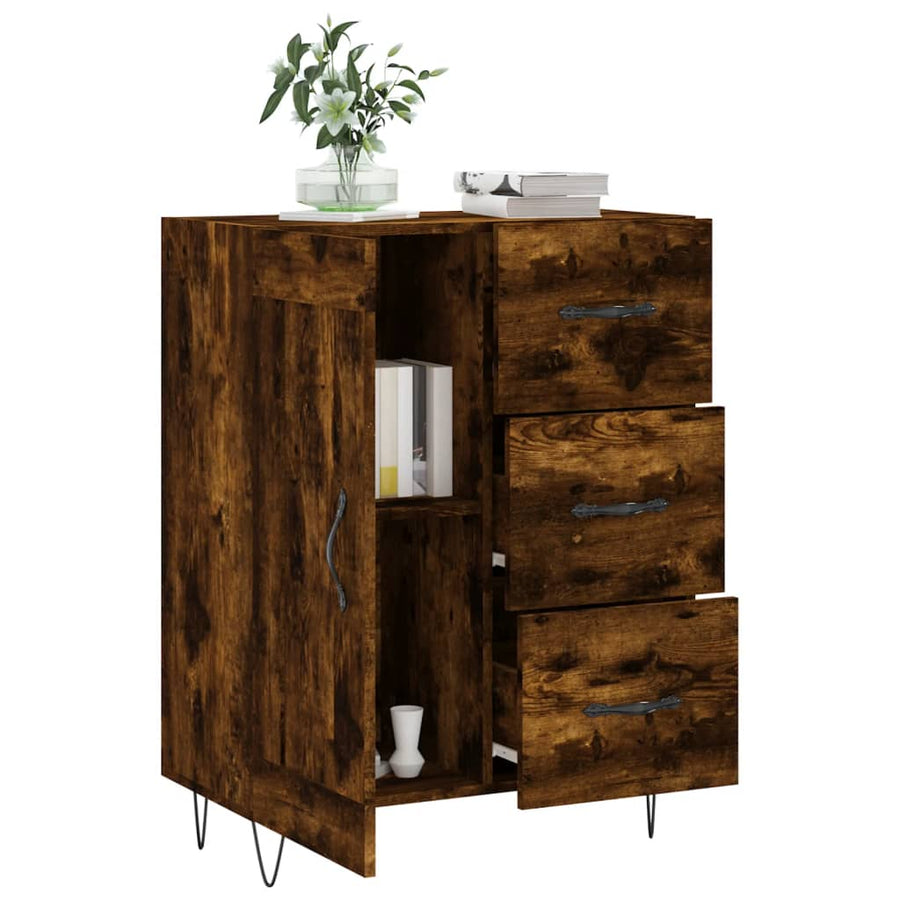 Dressoir 69,5x34x90 cm bewerkt hout gerookt eikenkleurig