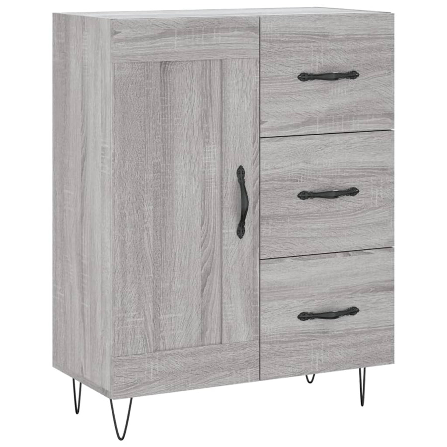Dressoir 69,5X34X90 Cm Bewerkt Hout Eikenkleurig Grijs sonoma