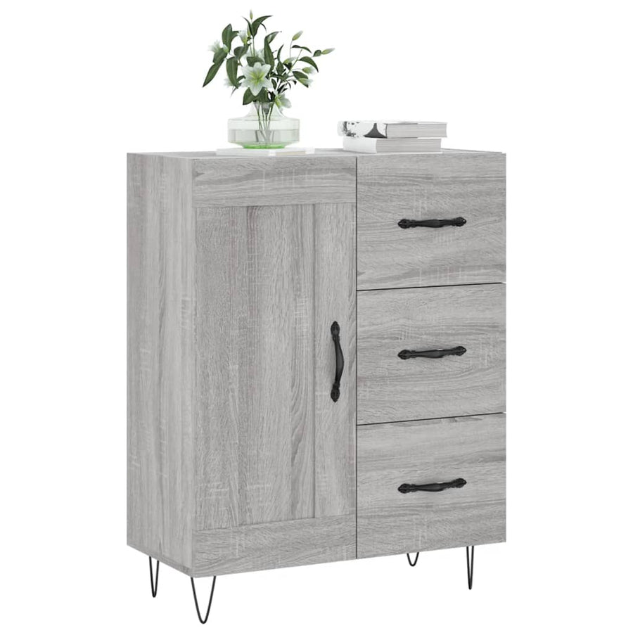 Dressoir 69,5X34X90 Cm Bewerkt Hout Eikenkleurig Grijs sonoma