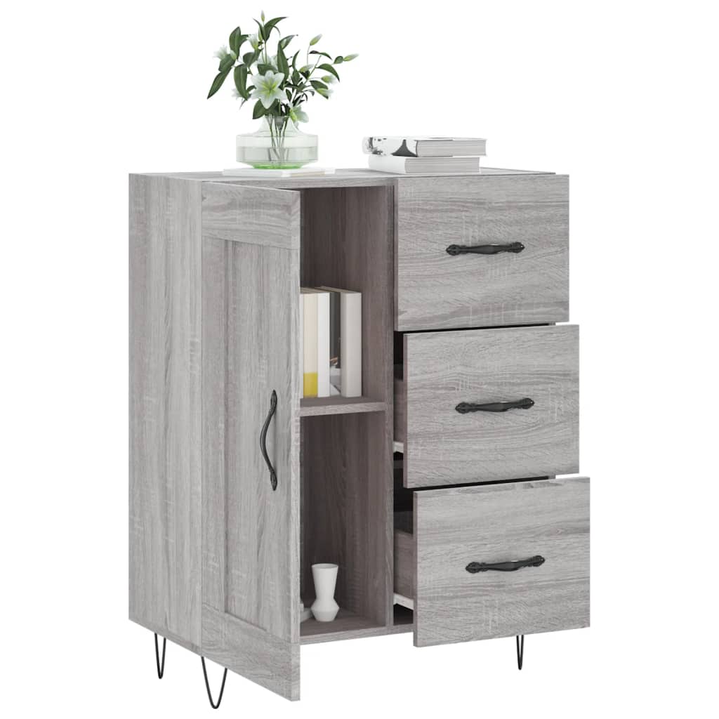 Dressoir 69,5X34X90 Cm Bewerkt Hout Eikenkleurig Grijs sonoma