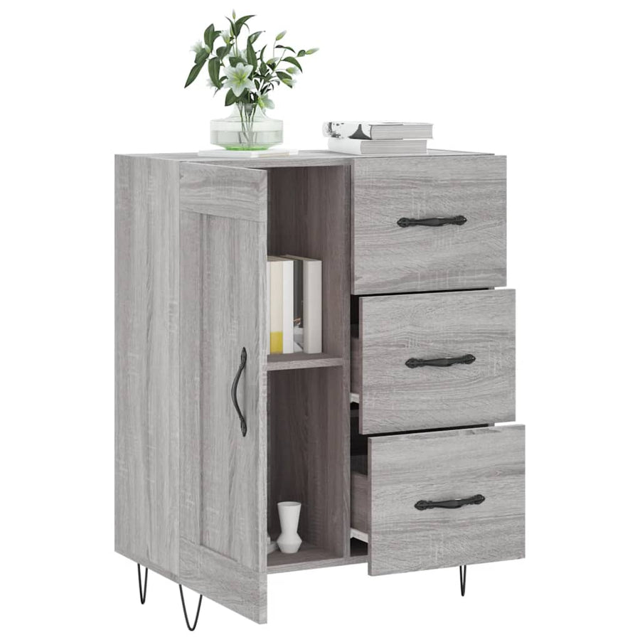 Dressoir 69,5X34X90 Cm Bewerkt Hout Eikenkleurig Grijs sonoma