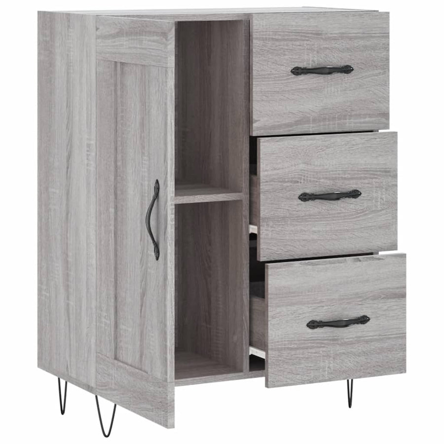 Dressoir 69,5X34X90 Cm Bewerkt Hout Eikenkleurig Grijs sonoma