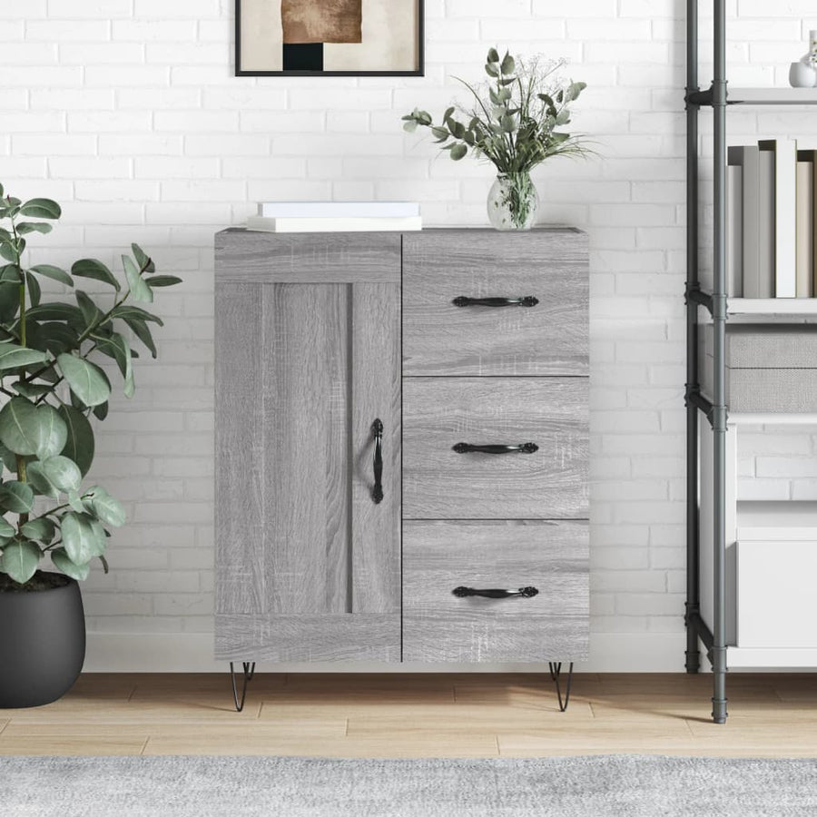 Dressoir 69,5X34X90 Cm Bewerkt Hout Eikenkleurig Grijs sonoma
