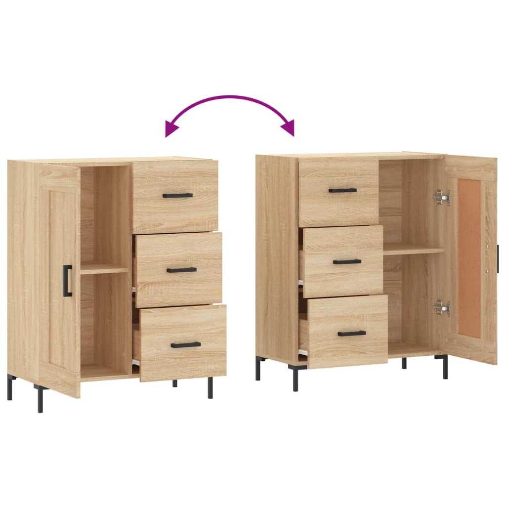 Dressoir 69,5X34X90 Cm Bewerkt Hout Kleurig Sonoma eiken