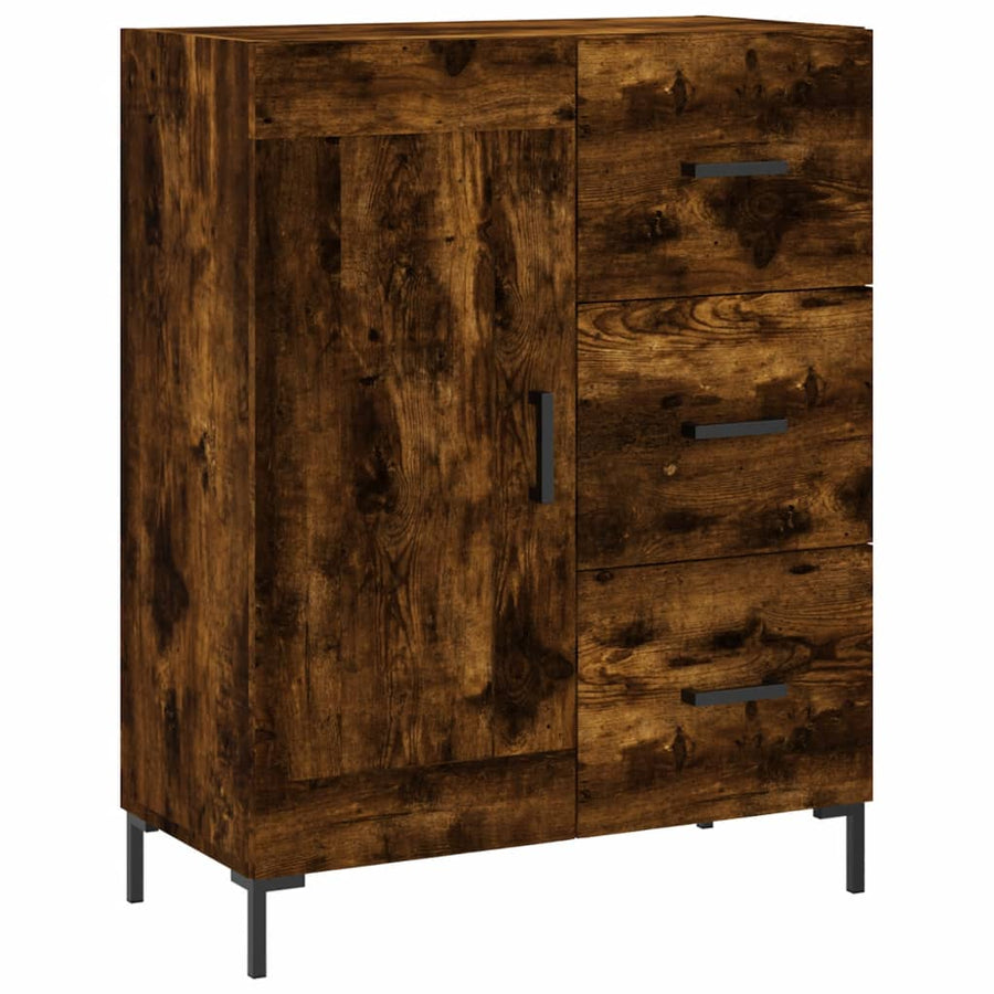 Dressoir 69,5X34X90 Cm Bewerkt Hout Gerookt Eikenkleurig