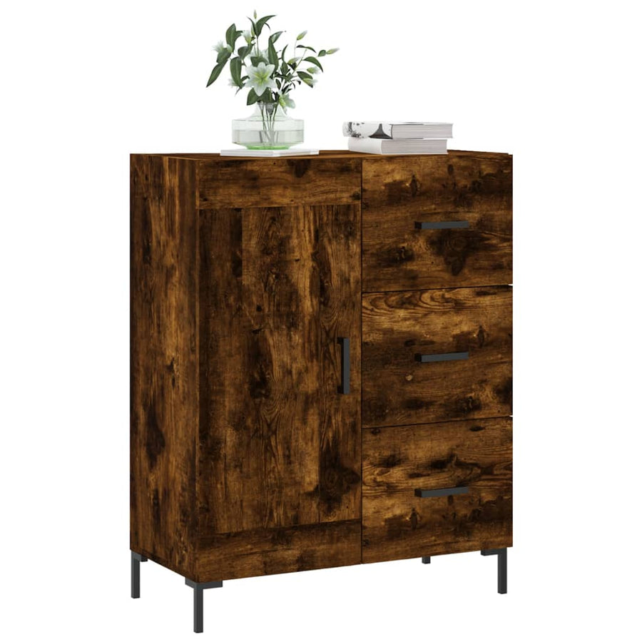 Dressoir 69,5X34X90 Cm Bewerkt Hout Gerookt Eikenkleurig