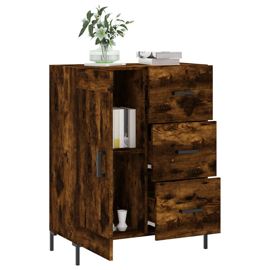 Dressoir 69,5X34X90 Cm Bewerkt Hout Gerookt Eikenkleurig