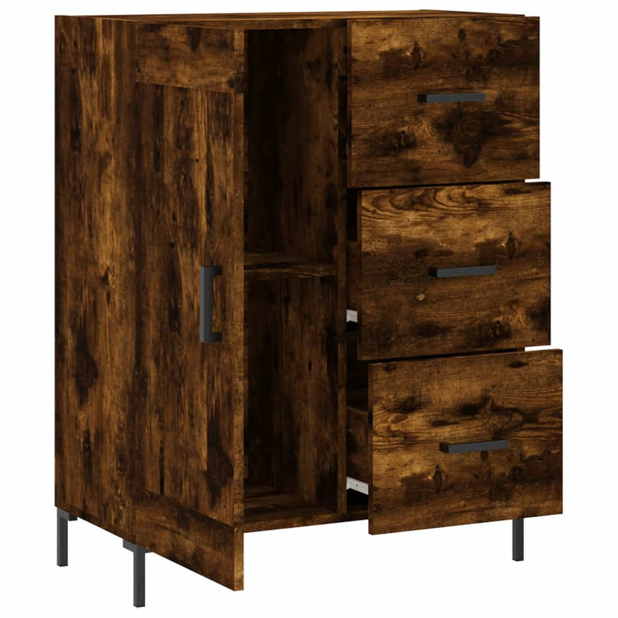 Dressoir 69,5X34X90 Cm Bewerkt Hout Gerookt Eikenkleurig