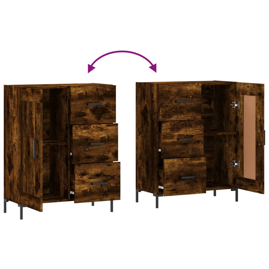 Dressoir 69,5X34X90 Cm Bewerkt Hout Gerookt Eikenkleurig