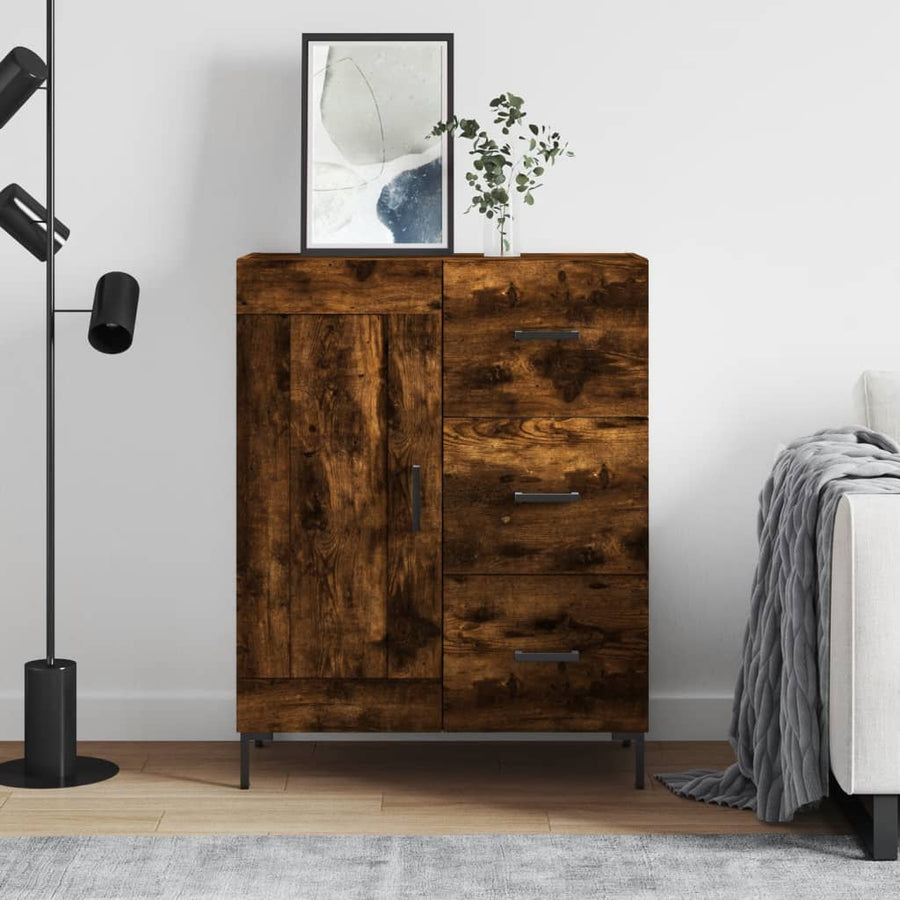 Dressoir 69,5X34X90 Cm Bewerkt Hout Gerookt Eikenkleurig