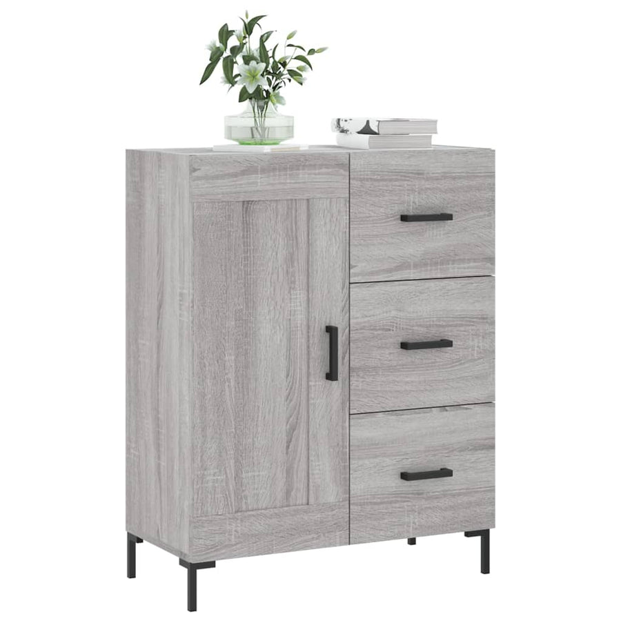 Dressoir 69,5X34X90 Cm Bewerkt Hout Eikenkleurig Grijs sonoma