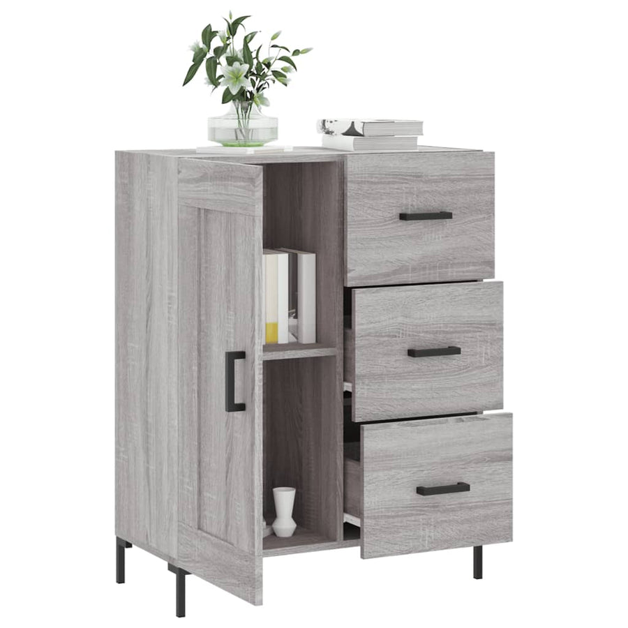 Dressoir 69,5X34X90 Cm Bewerkt Hout Eikenkleurig Grijs sonoma
