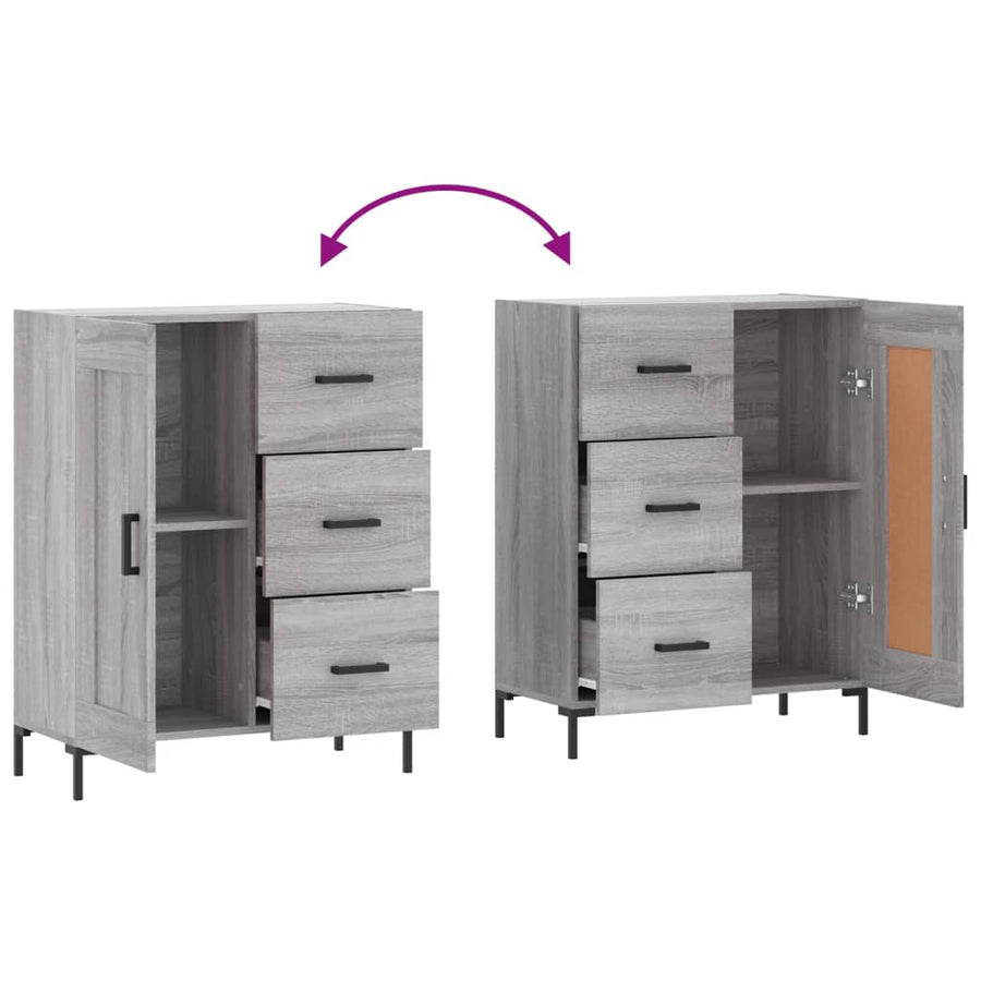 Dressoir 69,5X34X90 Cm Bewerkt Hout Eikenkleurig Grijs sonoma