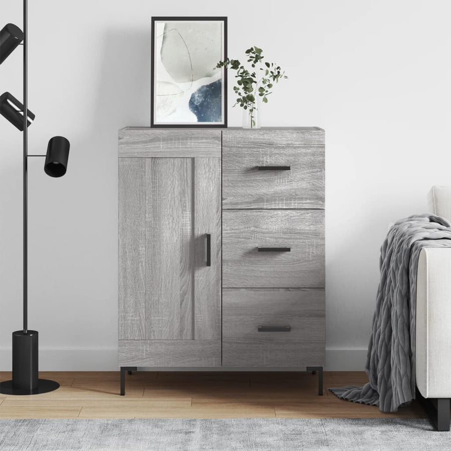 Dressoir 69,5X34X90 Cm Bewerkt Hout Eikenkleurig Grijs sonoma