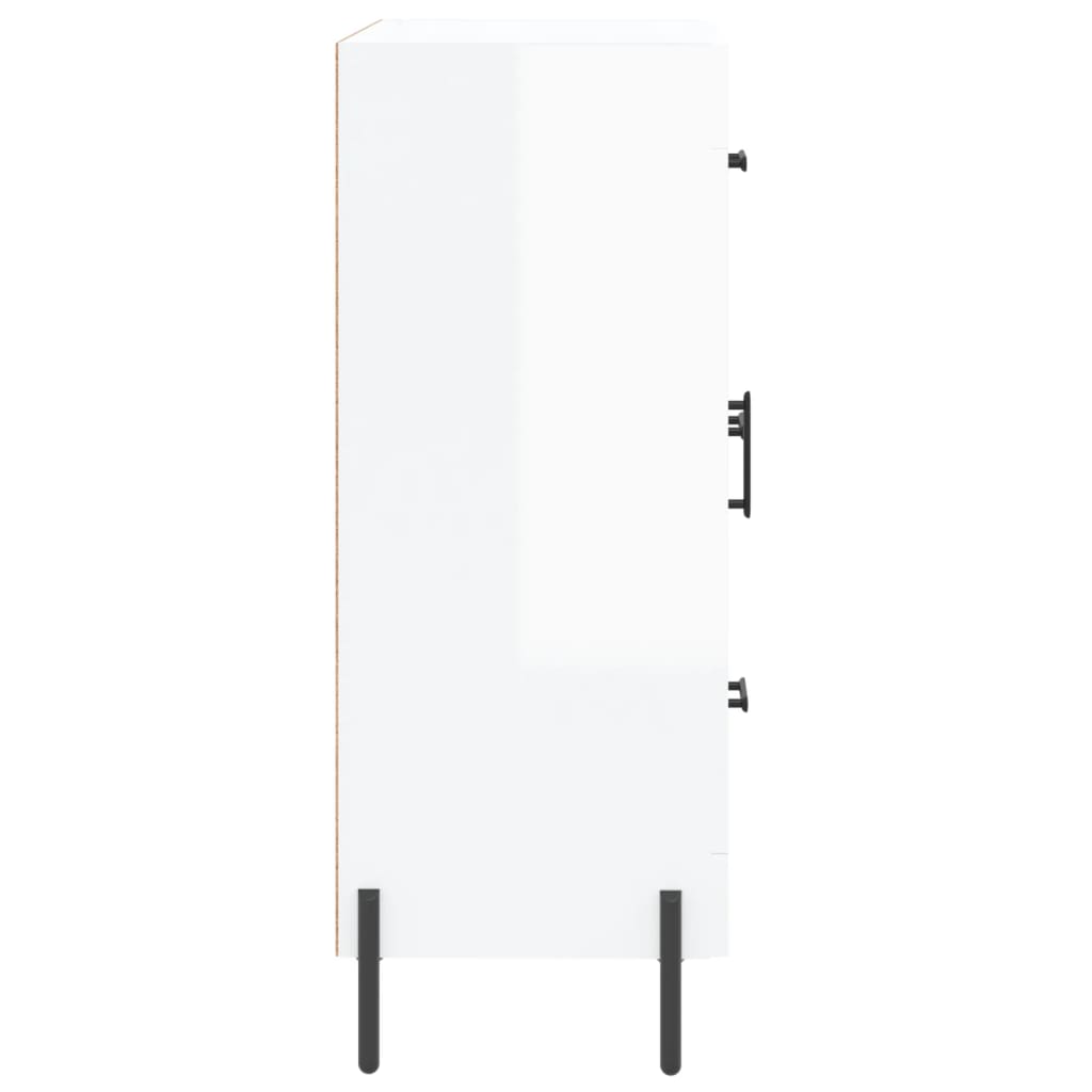 Dressoir 69,5X34X90 Cm Bewerkt Hout Hoogglans Wit