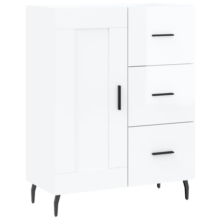 Dressoir 69,5X34X90 Cm Bewerkt Hout Hoogglans Wit