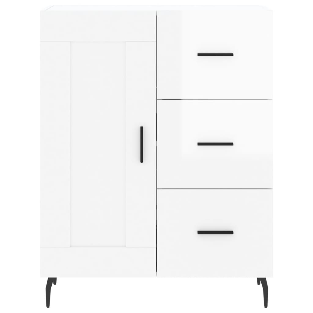 Dressoir 69,5X34X90 Cm Bewerkt Hout Hoogglans Wit