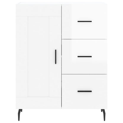 Dressoir 69,5X34X90 Cm Bewerkt Hout Hoogglans Wit