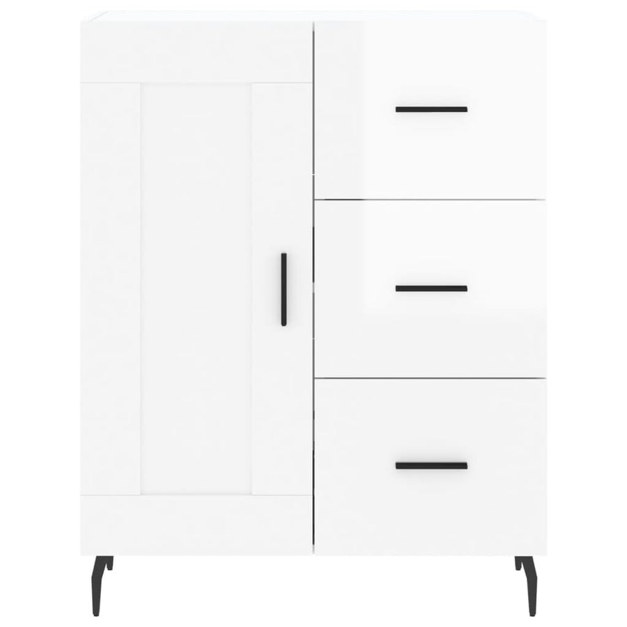 Dressoir 69,5X34X90 Cm Bewerkt Hout Hoogglans Wit