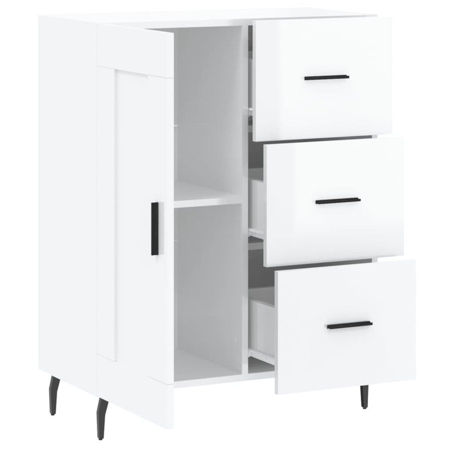 Dressoir 69,5X34X90 Cm Bewerkt Hout Hoogglans Wit