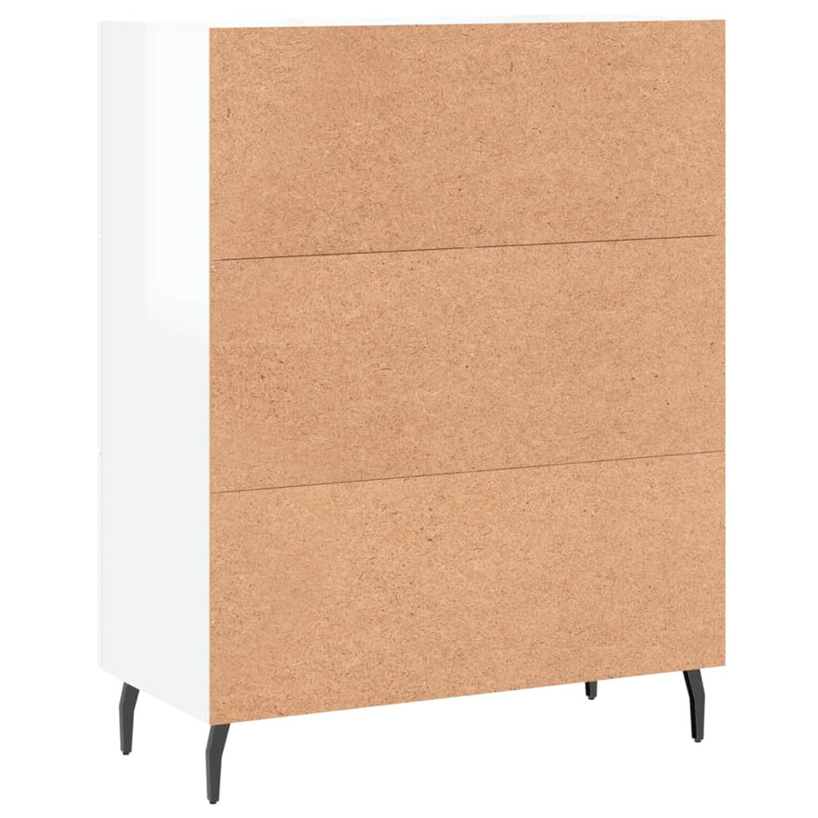Dressoir 69,5X34X90 Cm Bewerkt Hout Hoogglans Wit