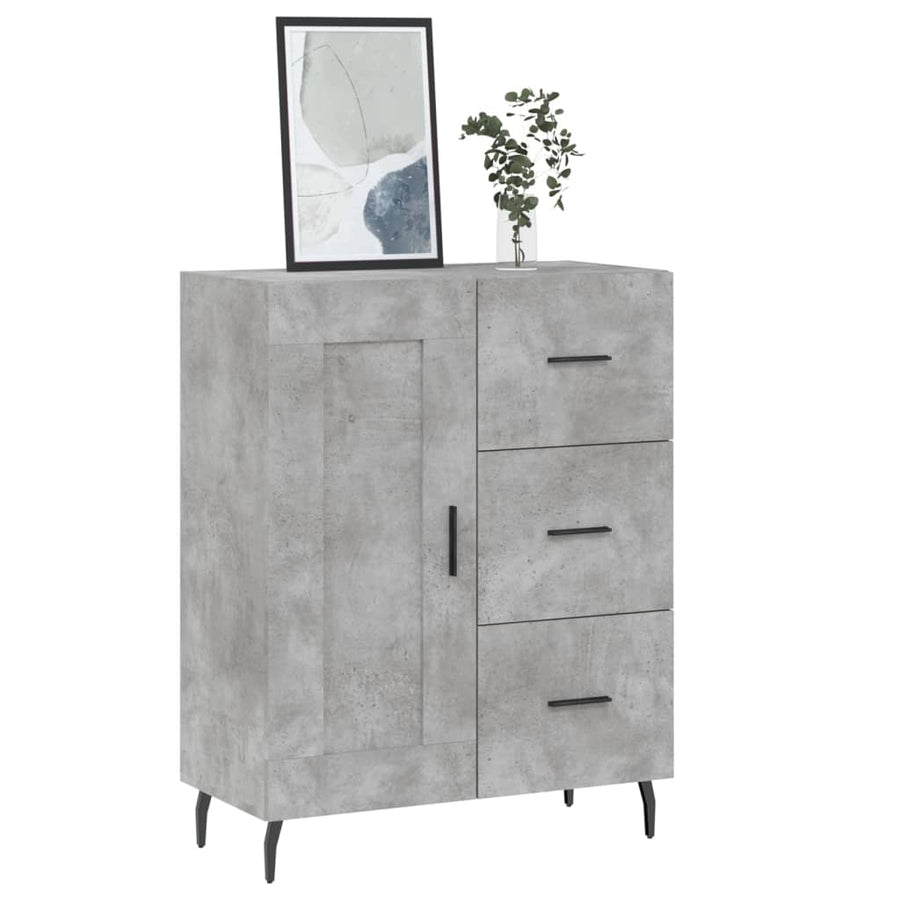 Dressoir 69,5X34X90 Cm Bewerkt Hout Betongrijs