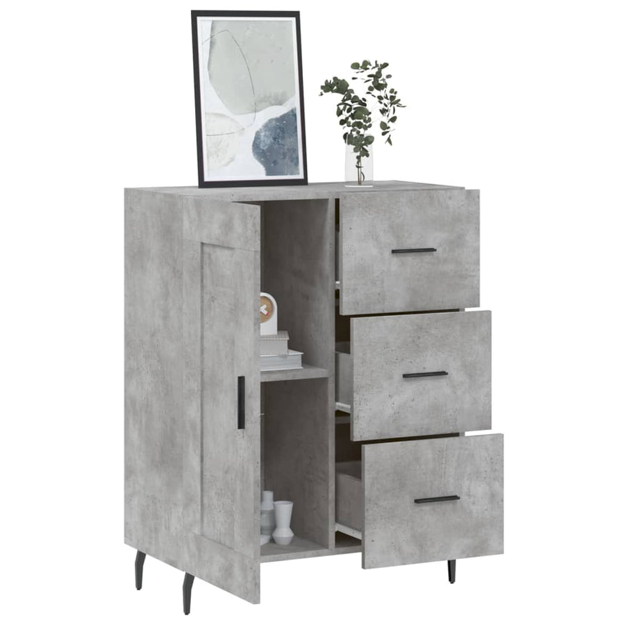 Dressoir 69,5X34X90 Cm Bewerkt Hout Betongrijs