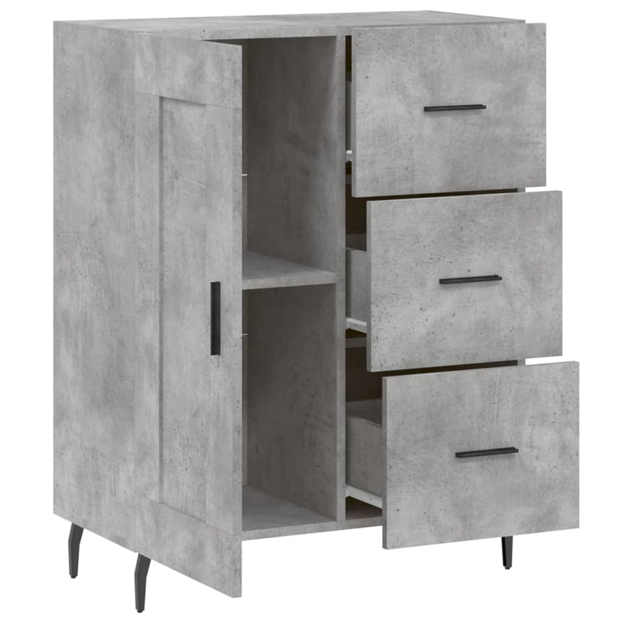 Dressoir 69,5X34X90 Cm Bewerkt Hout Betongrijs