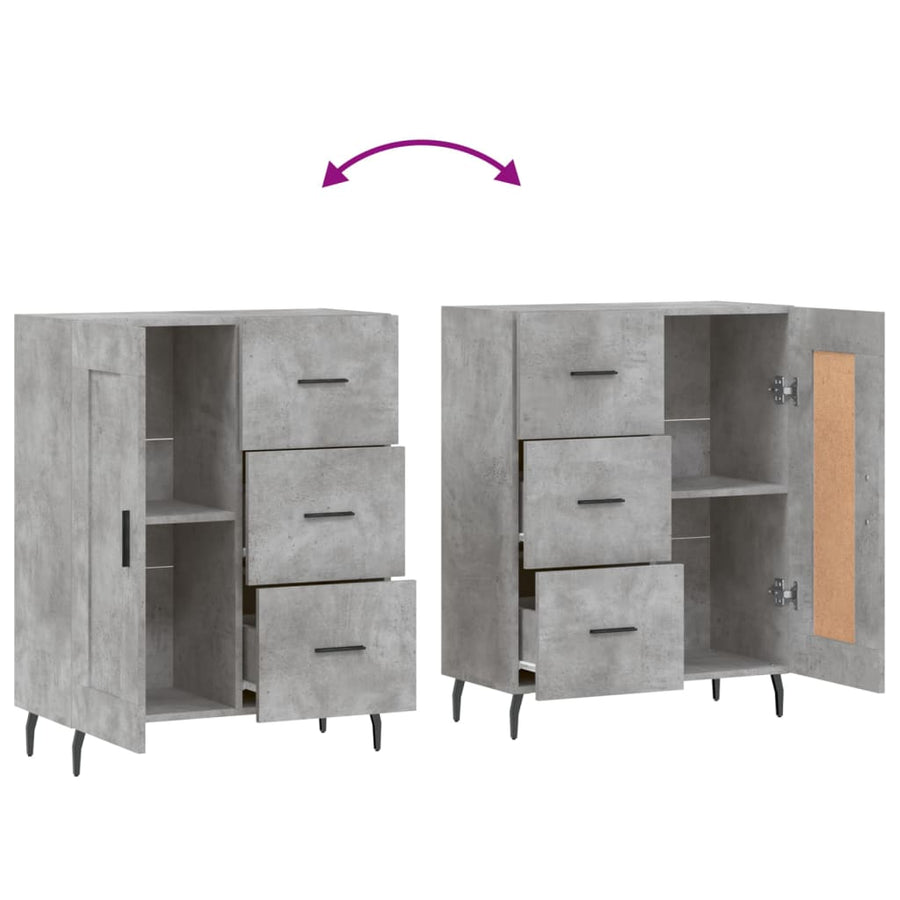 Dressoir 69,5X34X90 Cm Bewerkt Hout Betongrijs