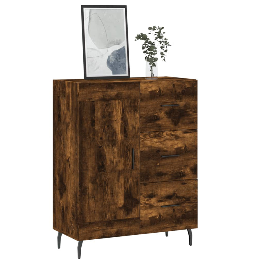 Dressoir 69,5X34X90 Cm Bewerkt Hout Kleurig Gerookt eiken