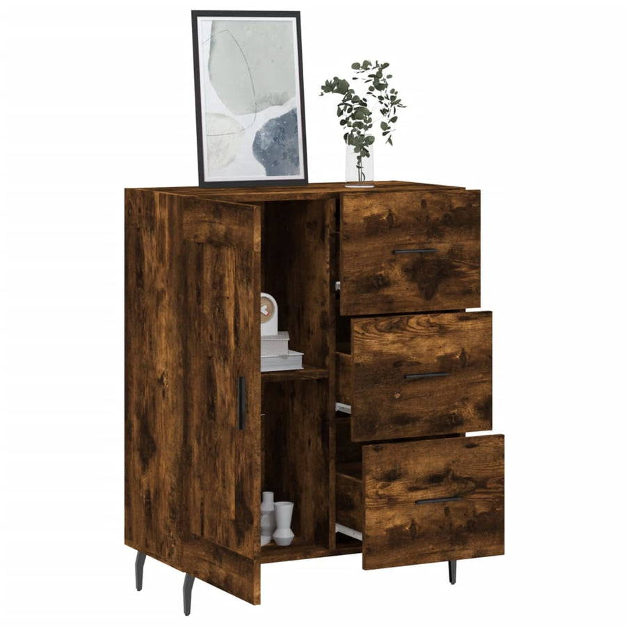 Dressoir 69,5X34X90 Cm Bewerkt Hout Kleurig Gerookt eiken