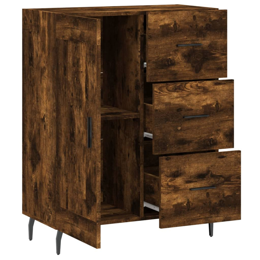 Dressoir 69,5X34X90 Cm Bewerkt Hout Kleurig Gerookt eiken