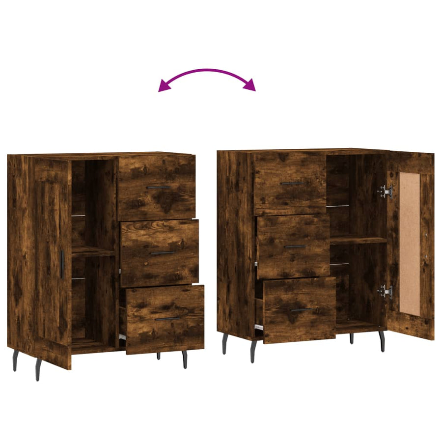 Dressoir 69,5X34X90 Cm Bewerkt Hout Kleurig Gerookt eiken
