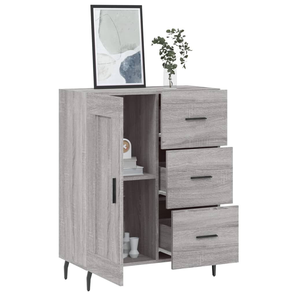 Dressoir 69,5X34X90 Cm Bewerkt Hout Eikenkleurig Grijs sonoma