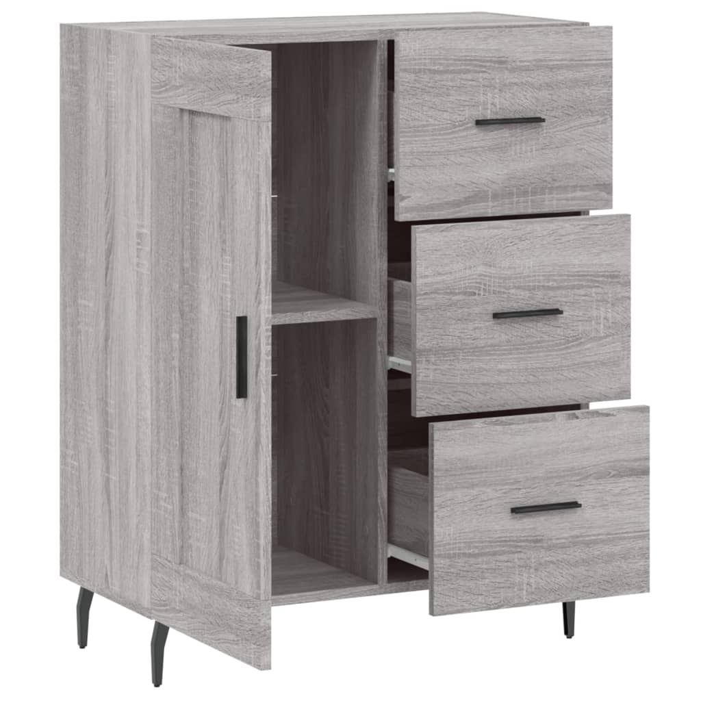 Dressoir 69,5X34X90 Cm Bewerkt Hout Eikenkleurig Grijs sonoma