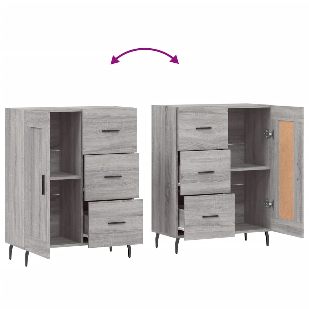 Dressoir 69,5X34X90 Cm Bewerkt Hout Eikenkleurig Grijs sonoma