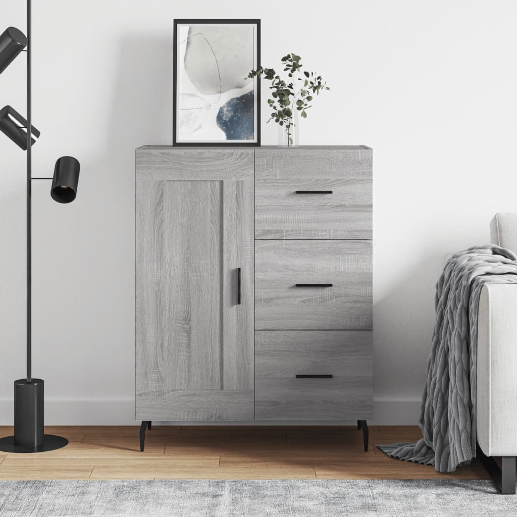 Dressoir 69,5X34X90 Cm Bewerkt Hout Eikenkleurig Grijs sonoma