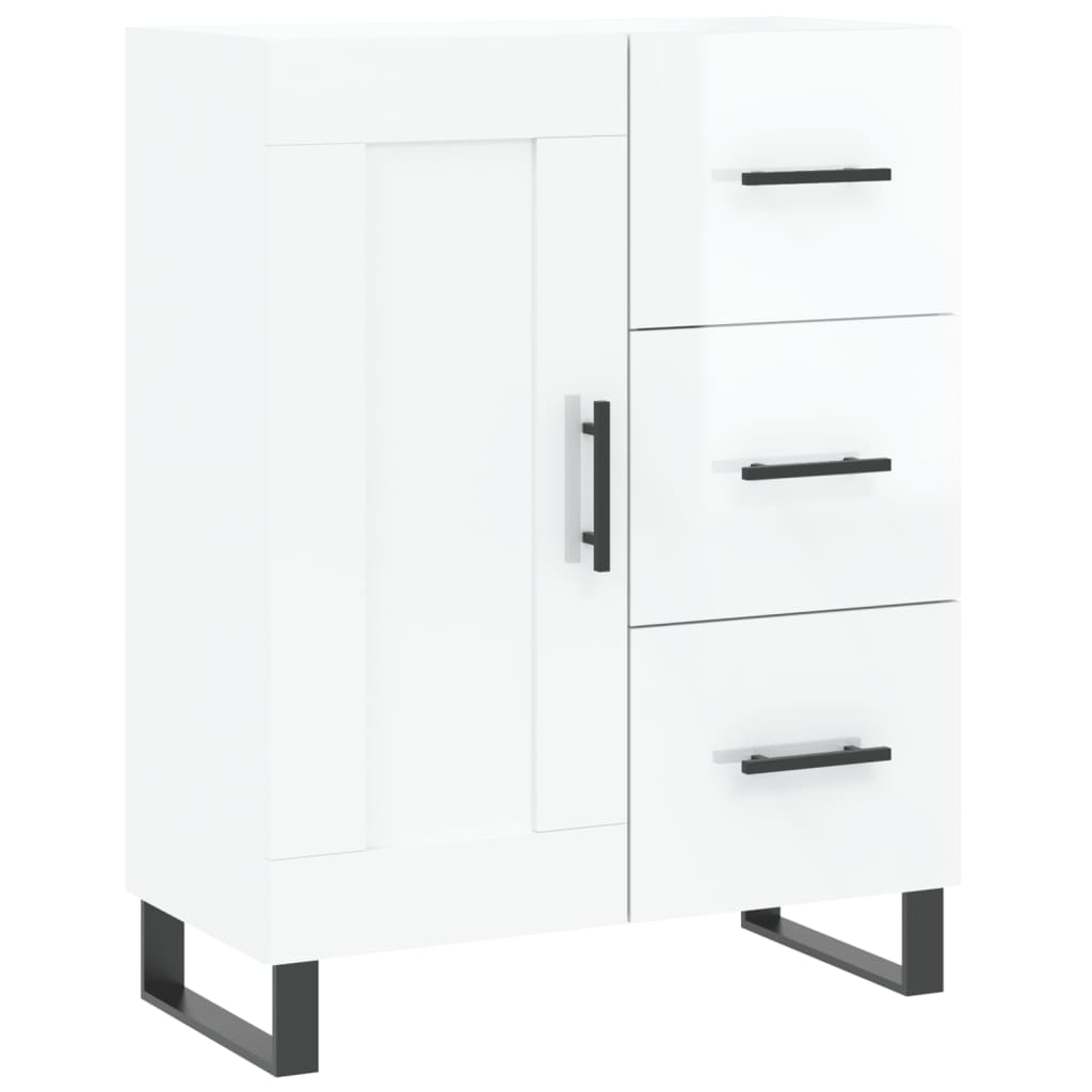 Dressoir 69,5X34X90 Cm Bewerkt Hout Hoogglans Wit