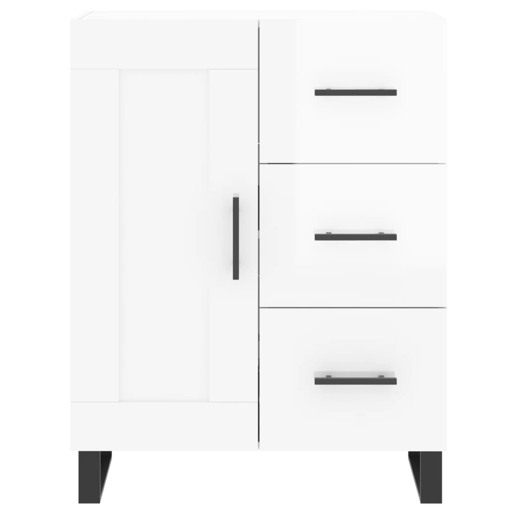 Dressoir 69,5X34X90 Cm Bewerkt Hout Hoogglans Wit