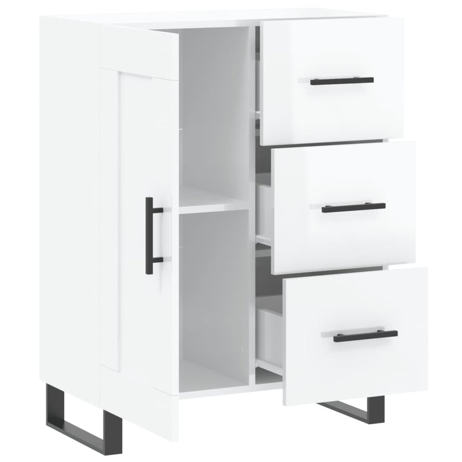 Dressoir 69,5X34X90 Cm Bewerkt Hout Hoogglans Wit