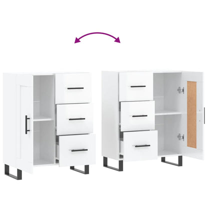 Dressoir 69,5X34X90 Cm Bewerkt Hout Hoogglans Wit