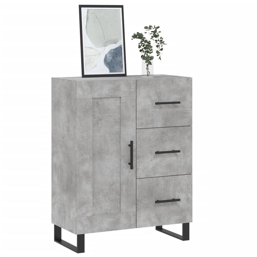 Dressoir 69,5X34X90 Cm Bewerkt Hout Betongrijs