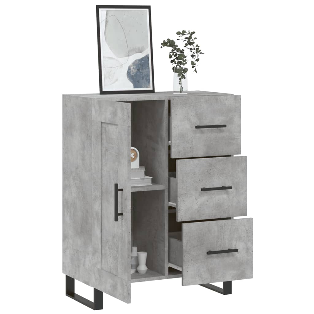Dressoir 69,5X34X90 Cm Bewerkt Hout Betongrijs