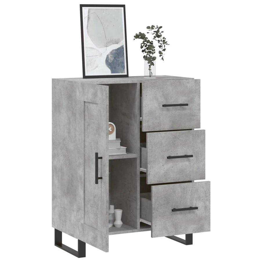 Dressoir 69,5X34X90 Cm Bewerkt Hout Betongrijs