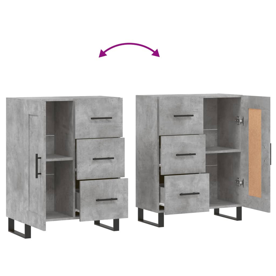 Dressoir 69,5X34X90 Cm Bewerkt Hout Betongrijs