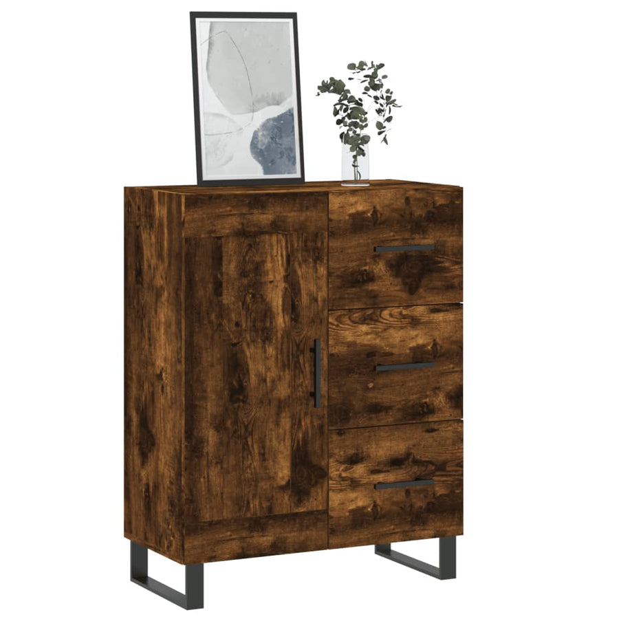 Dressoir 69,5X34X90 Cm Bewerkt Hout Kleurig Gerookt eiken