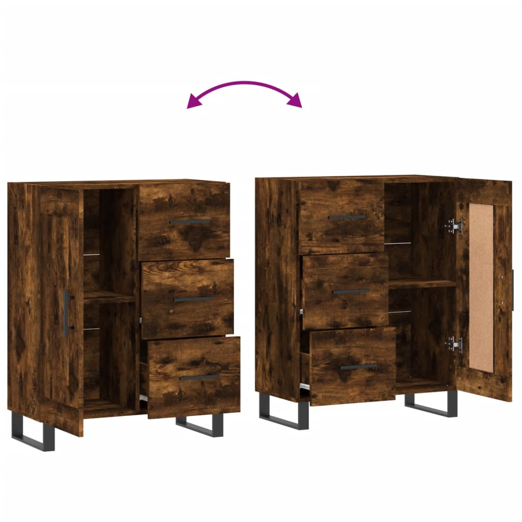 Dressoir 69,5X34X90 Cm Bewerkt Hout Kleurig Gerookt eiken