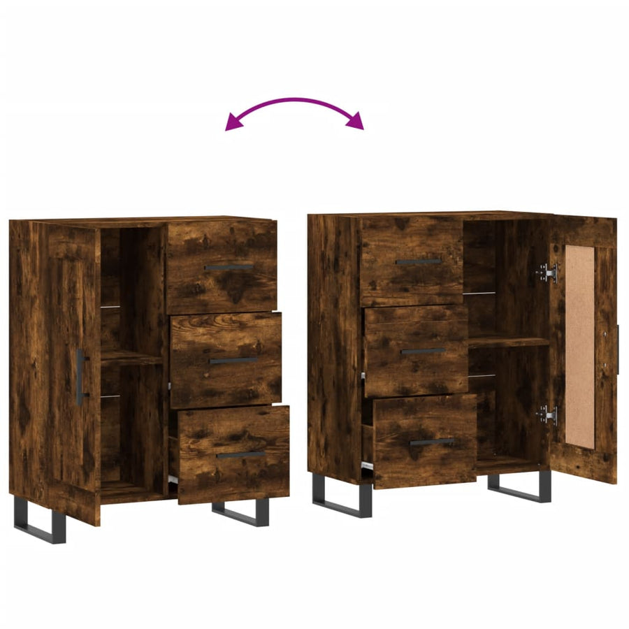 Dressoir 69,5X34X90 Cm Bewerkt Hout Kleurig Gerookt eiken